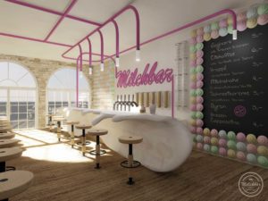 Innenarchitektur Milchbar Perspektive links