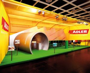 Planungsbüro Jochen Schuster Messebau ADLER Lacke FARBE Köln Perspektive links